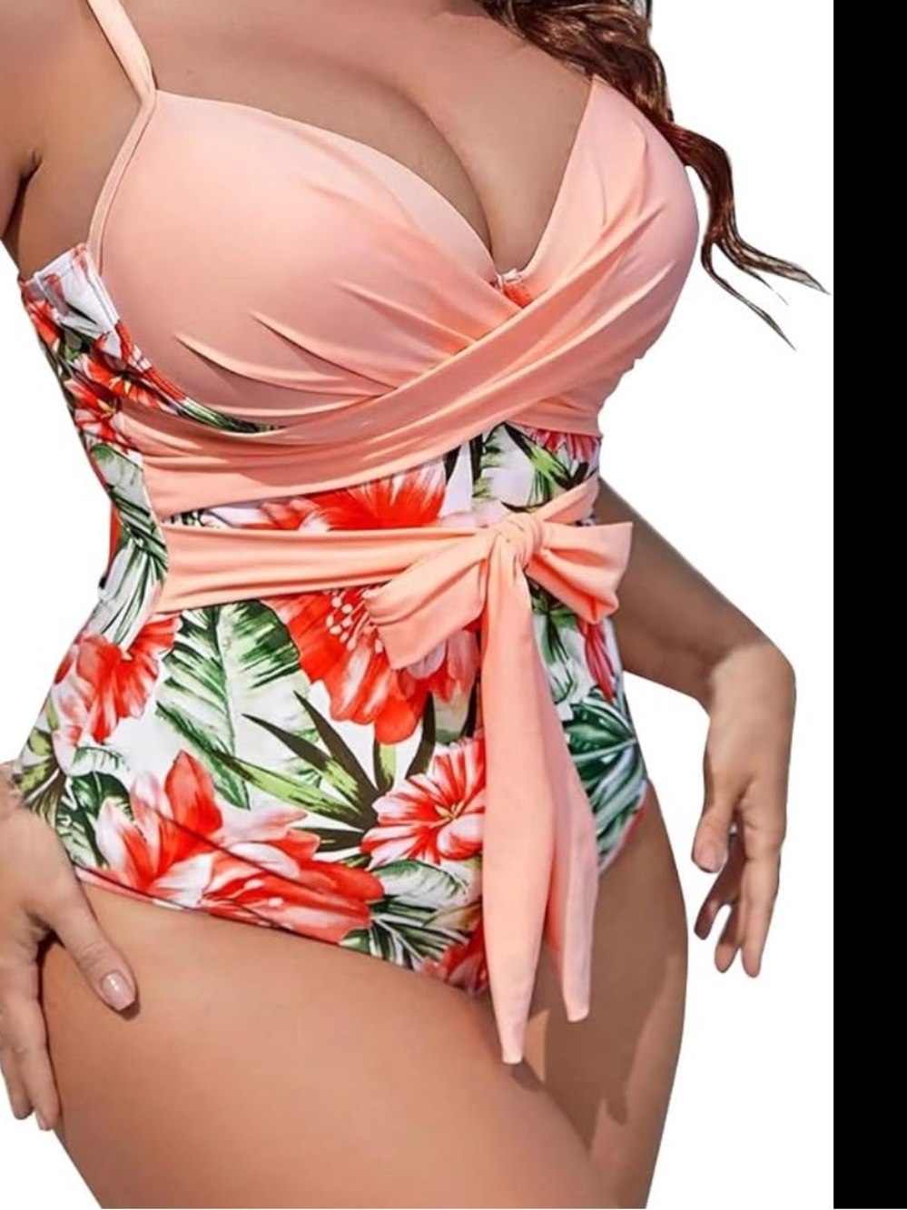 Tropical Florals Pinup Girl SZ 4X One Piece Swimsuit -Tummy Control Wrap NWOT